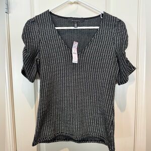 NWT WHBM Puffy Sleeve Top Small Black & White